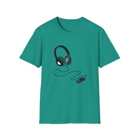 Music Lover Unisex Softstyle T-Shirt with Headphones Design