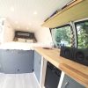 Tiny living van at night