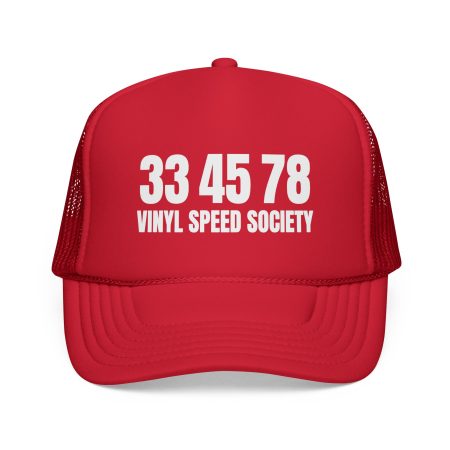 Vinyl Speed Society Trucker Cap - Retro Red Hat for Music Lovers