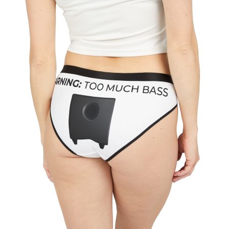 Women’s Bikini Briefs — “WARNING: TOO MUCH BASS” Graphic Underwear