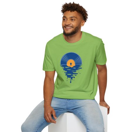 Sunset Vinyl Record T‑Shirt — Retro Music Lake Graphic Tee