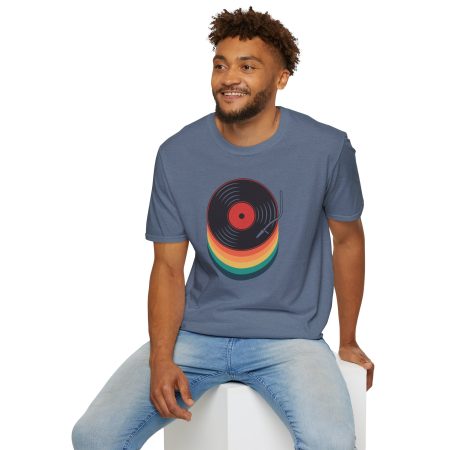 Retro Vinyl Record T-Shirt — Rainbow Stack Turntable Tee